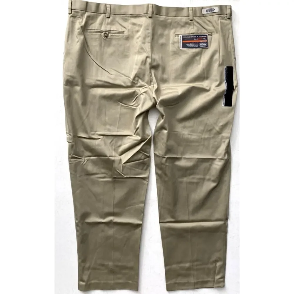 Roundtree Yorke Pants Travel Smart Twill Flat Front Nwt 52 x 32